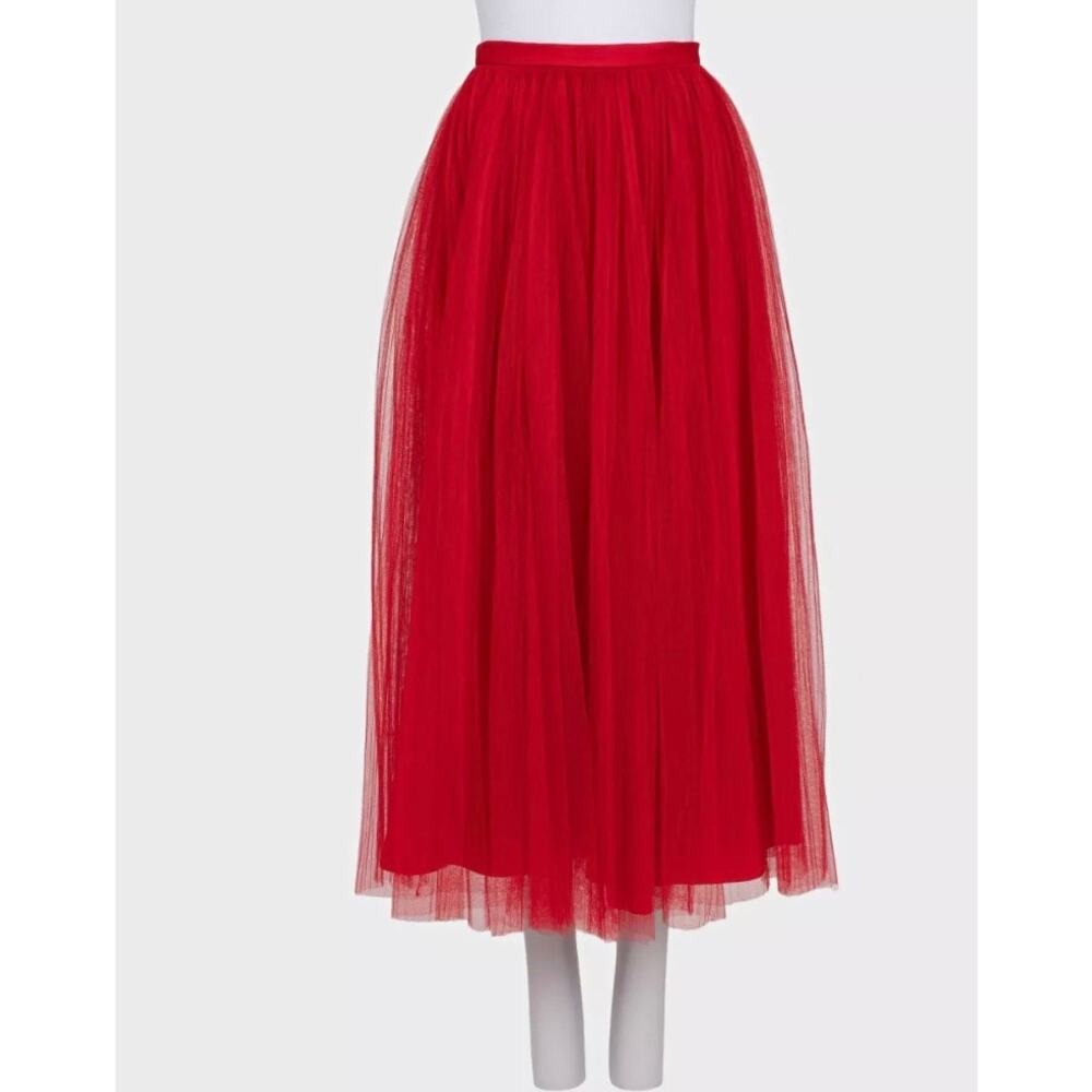 Christian Dior Red Tulle Skirt with Silk Lining - Size 36/S